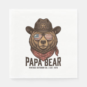 Papa Bär Cowboy Bär Patriotisch Vintage Vektor Des Serviette