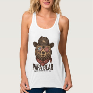 Papa Bär Cowboy Bär Patriotisch Vintage Vektor Des Tank Top