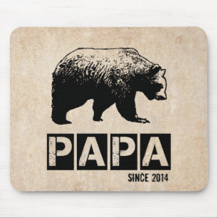 Papa Bär für Papa 2014, Grunge Schwarz Mousepad