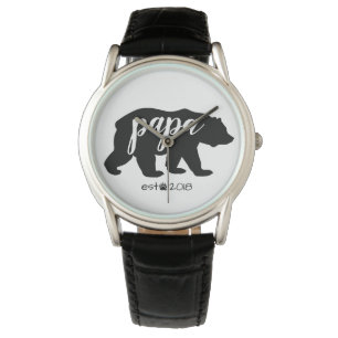 Papa-Bär für Schwarz und Weiß Armbanduhr