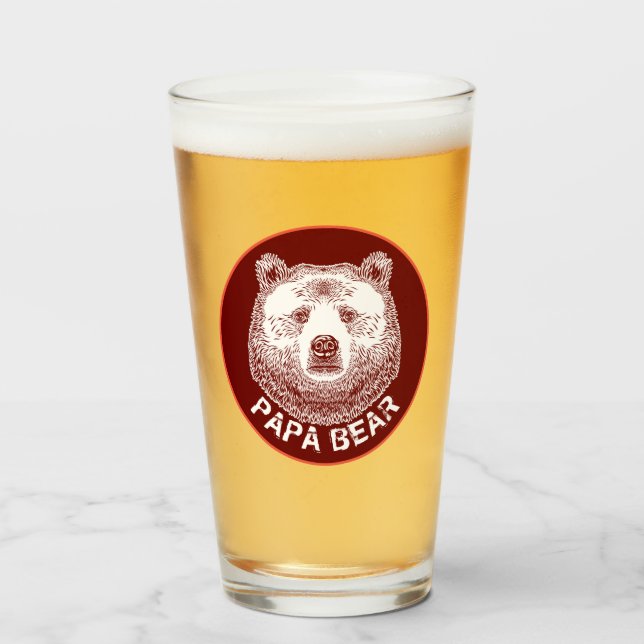 Papa-Bär, Handgezeichnete Illustration Glas (Vorne (Gefüllt))