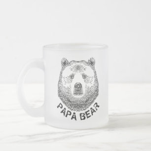 Papa-Bär, Handgezeichnete Illustration Mattglastasse