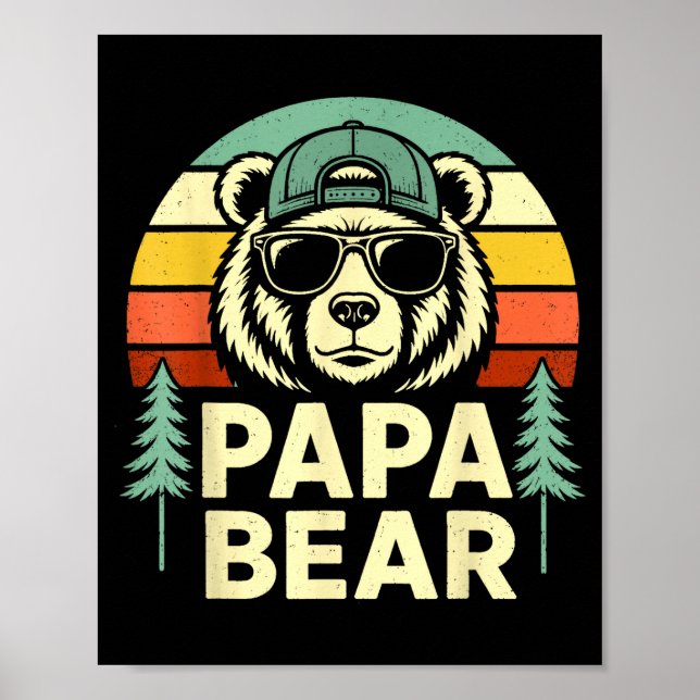 Papa Bär Retro Vater Ehemann Männer lustig Poster (Vorne)