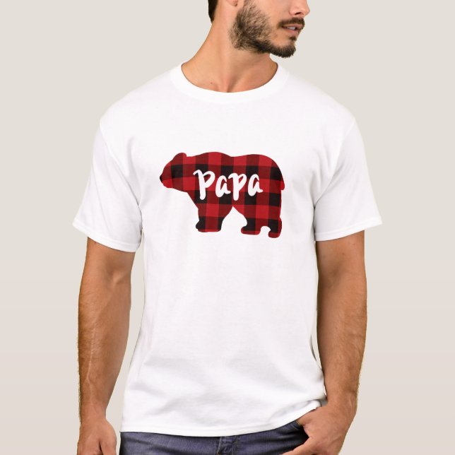 Papa-Bär, rot kariert T-Shirt (Vorderseite)
