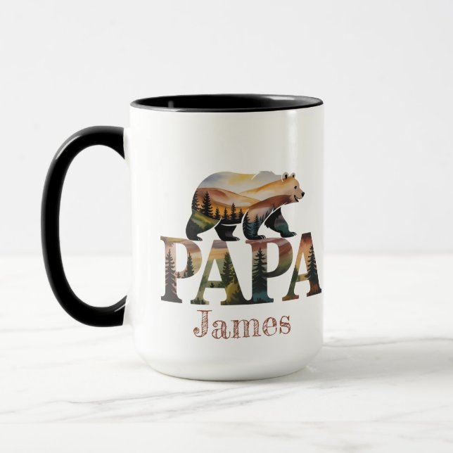 PAPA-Bär - Rustikale Aquarellfarbe Silhouette Tasse (Links)