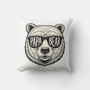 Papa Bär Sonnenbrille Bär Kopf Vektor Design_1 Kissen