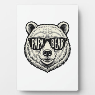 Papa Bär Sonnenbrille Bärenkopf Vektor Design_1 Fotoplatte