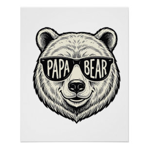 Papa Bär Sonnenbrille Bärenkopf Vektor Design_1 Poster