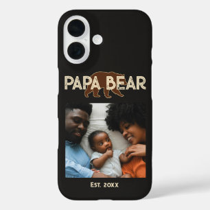 Papa Bär Vater Jahr Gegründet Foto Schwarz iPhone 16 Hülle