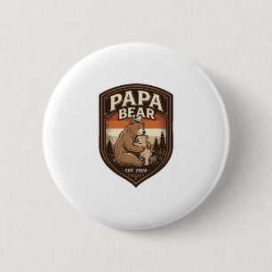 Papa Bär Vintage Gravur Bär Shirt Design_1 Button