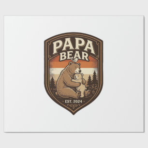 Papa Bär Vintage Gravur Bär Shirt Design_1 Geschenkpapier