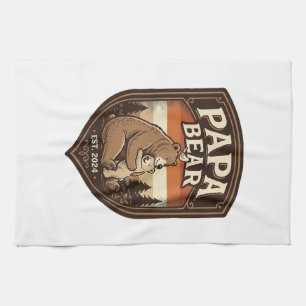Papa Bär Vintage Gravur Bär Shirt Design_1 Geschirrtuch