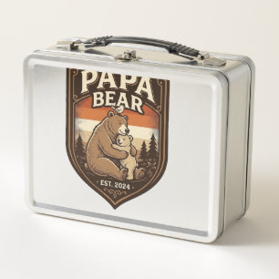 Papa Bär Vintage Gravur Bär Shirt Design_1 Metall Brotdose