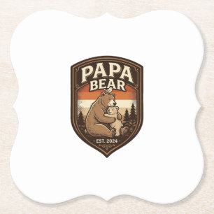 Papa Bär Vintage Gravur Bär Shirt Design_1 Untersetzer