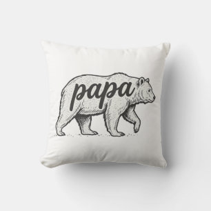 Papa Bär Vintage Gravur Vektor Design_1 Kissen