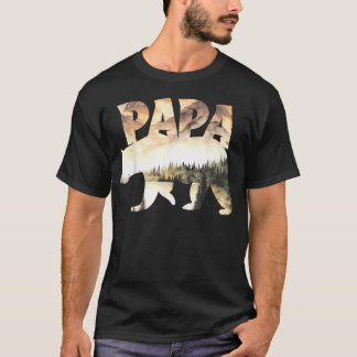 Papa Bär Wald See Berg Szene Outdoor T-Shirt