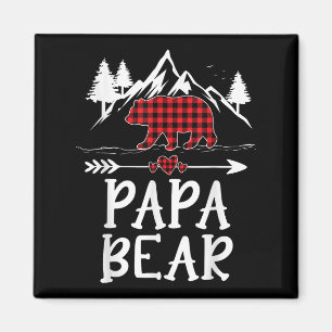 Papa Bär Weihnachts-Pyjama Rot Kariert Buffalo Mat Magnet
