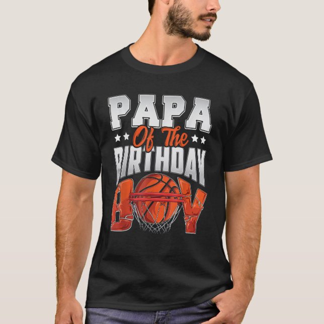 Papa basketball birthday Boy Family Baller b day P T-Shirt (Vorderseite)
