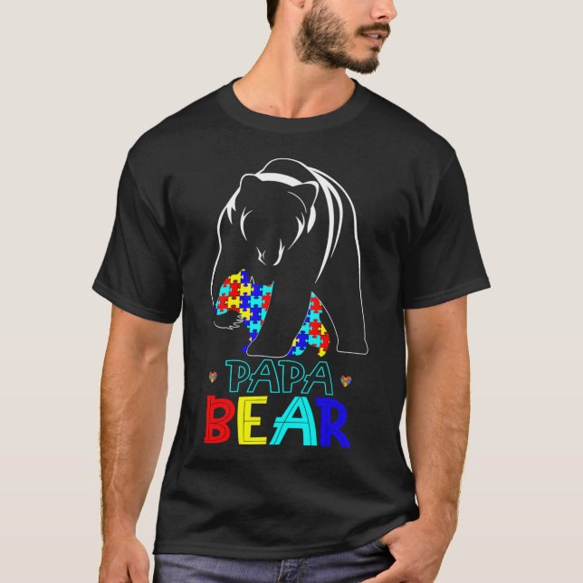 Papa Bear Autismus Bewusstsein für Autismus Vater  T-Shirt (Vorderseite)