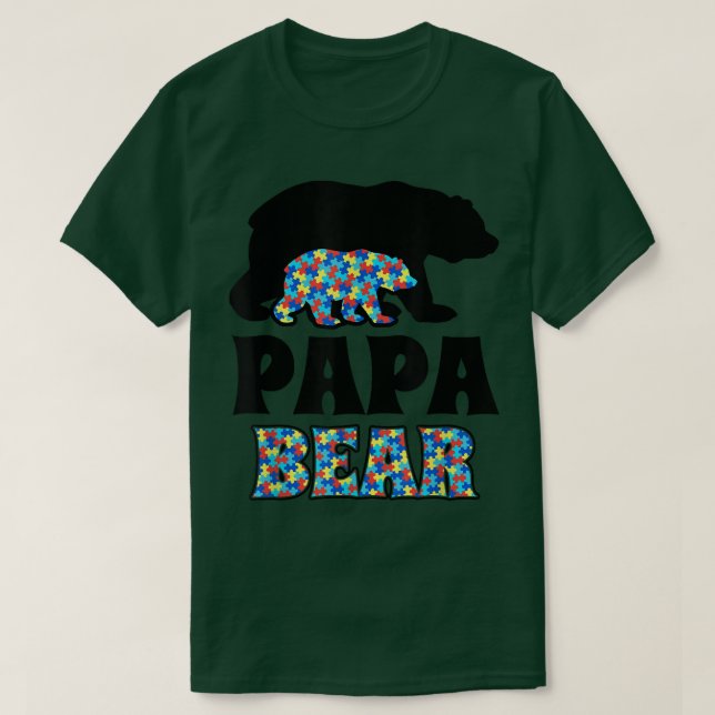 Papa Bear Autismus Bewusstsein T-Shirt (Design vorne)