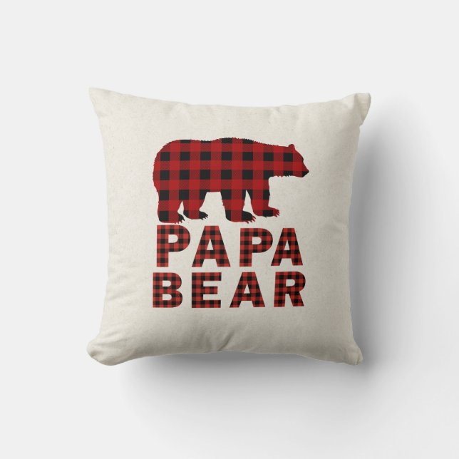 Papa Bear Buffalo Kariert Throw Kissen (Vorderseite)