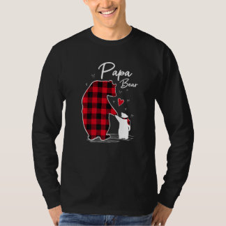 Papa Bear Christmas Pajama Red Buffalo Plaid Premi T-Shirt