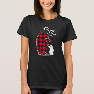 Papa Bear Christmas Pajama Red Buffalo Plaid Premi T-Shirt