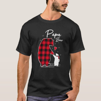 Papa Bear Christmas Pajama Red Buffalo Plaid Premi T-Shirt