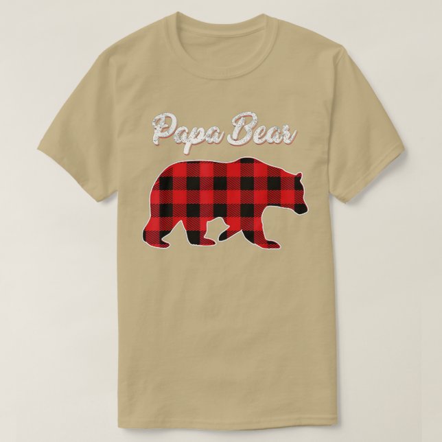 Papa Bear Christmas Pajama Rotes Kariertes Buffalo T-Shirt (Design vorne)