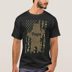 Papa Bear Cool Mens Camouflage Usa American Flag T-Shirt