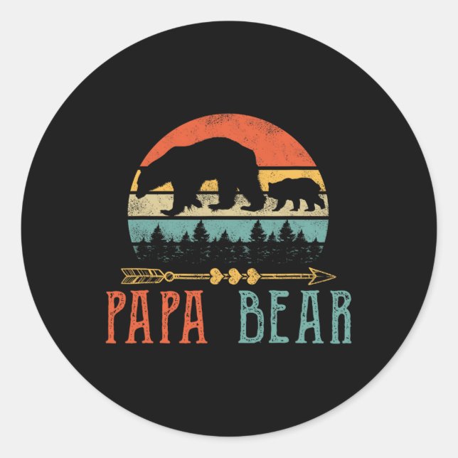 Papa Bear Daddy Funny Mens Fathers Day Geschenkide Runder Aufkleber (Vorderseite)