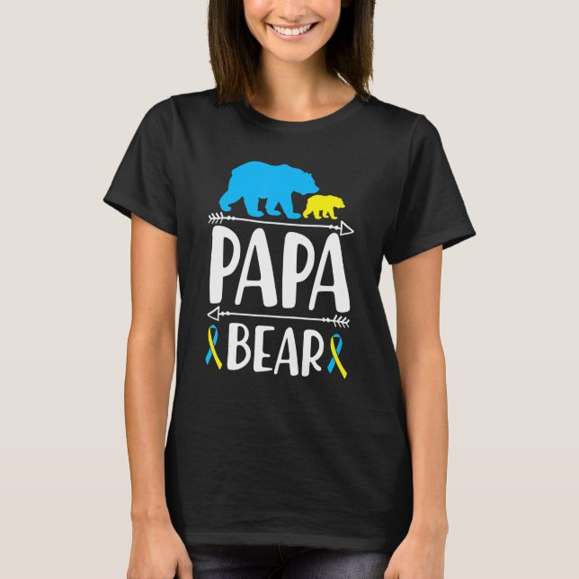 Papa Bear Down Syndrome Awareness Proud Vater T-Shirt (Vorderseite)