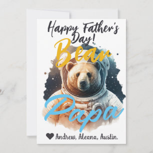 Papa Bear Einfache Schick-Namen Astronautenkarte Einladung