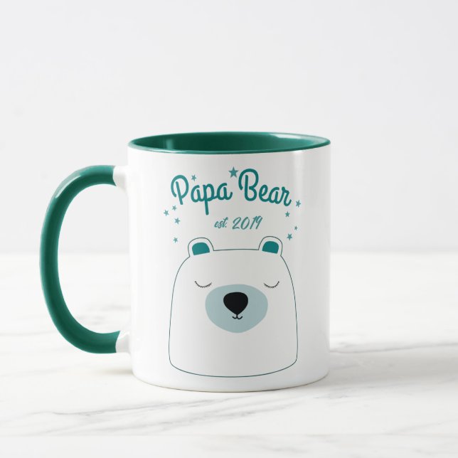 Papa Bear est Custom Tasse New Dad Geschenk Grün (Links)