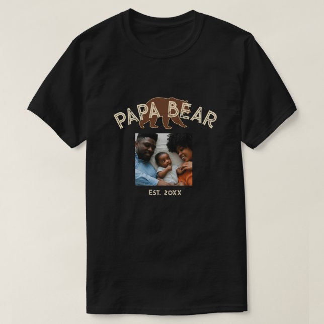 Papa Bear Father Year Established Photo Black T-Shirt (Design vorne)
