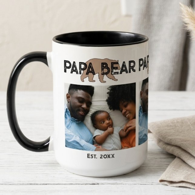 Papa Bear Father Year Established Photo Zweifarbige Tasse (Von Creator hochgeladen)