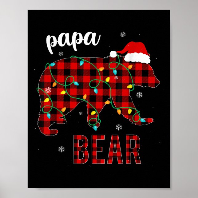 Papa Bear Funny Men Red Plaid Christmas Pajama Fam Poster (Vorne)