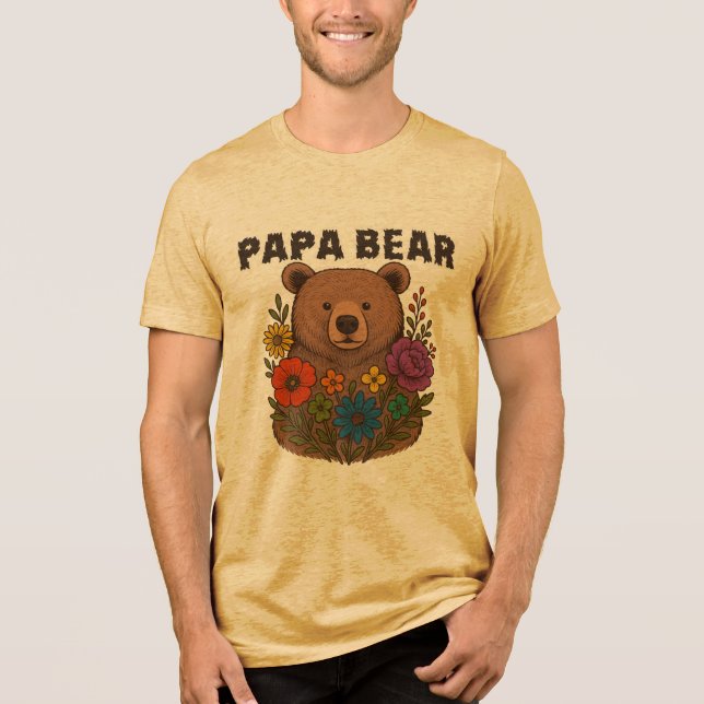 Papa Bear LGBTQ Pride Shirt: Rainbow Flag Dad Gift Tri-Blend Shirt (Vorderseite)