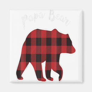 PAPA BEAR Men Red Kariert Christmas Pajama Family  Magnet