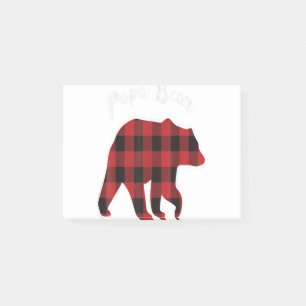 PAPA BEAR Men Red Kariert Christmas Pajama Family Post-it Klebezettel