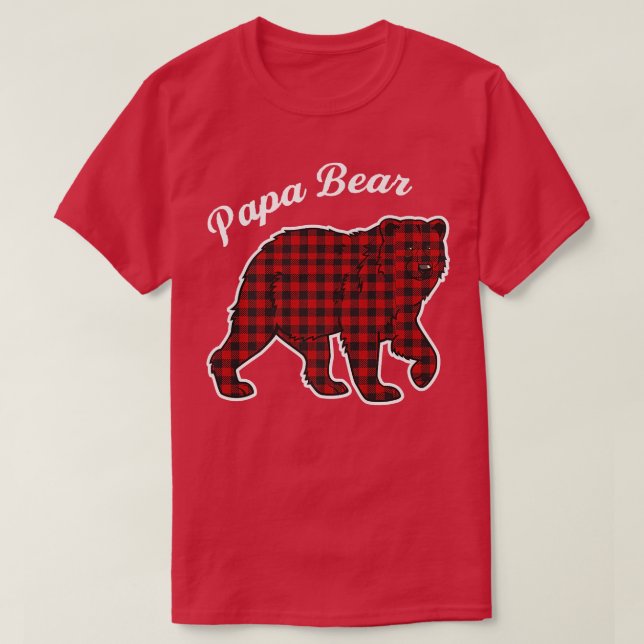 Papa Bear Men Red Kariert Premium T-Shirt (Design vorne)