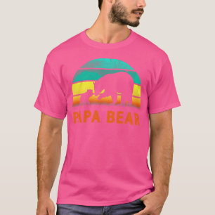 Papa Bear One Cub Vintag Sunset Vathday T-Shirt