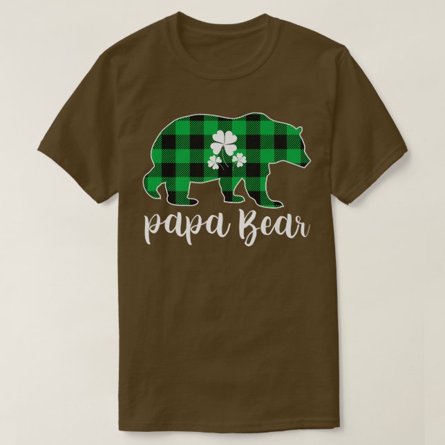 Papa Bear Pajama Green Buffalo Kariert Premium T-Shirt (Design vorne)