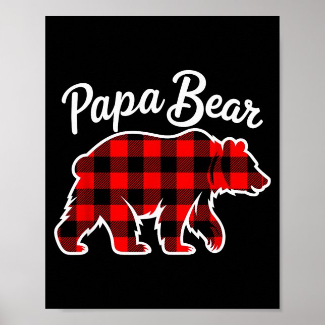 Papa Bear Pajama Red Buffalo Xmas Funny Family Chr Poster (Vorne)