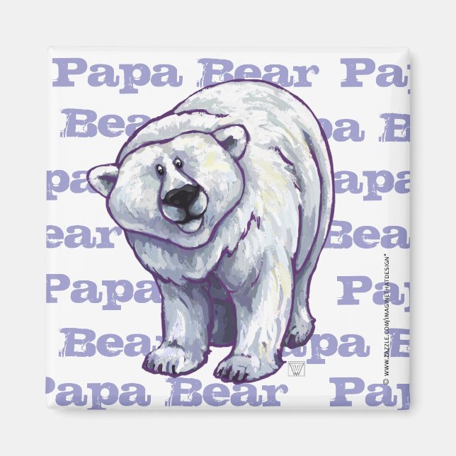 Papa Bear Polar Bear Square Magnet (Vorne)