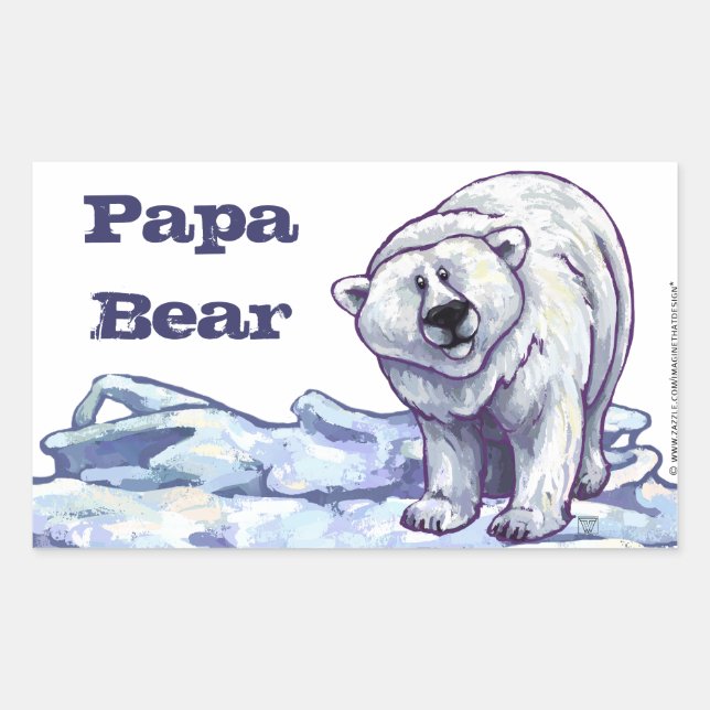 Papa Bear Polar Bear Stickers (Vorderseite)