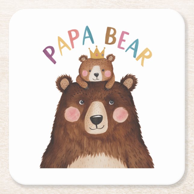 Papa Bear Rechteckiger Pappuntersetzer (Vorderseite)