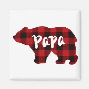 Papa Bear - Red and Black buffalo plaid Magnet
