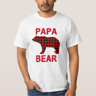 Papa Bear Red Black Kariert T-Shirt