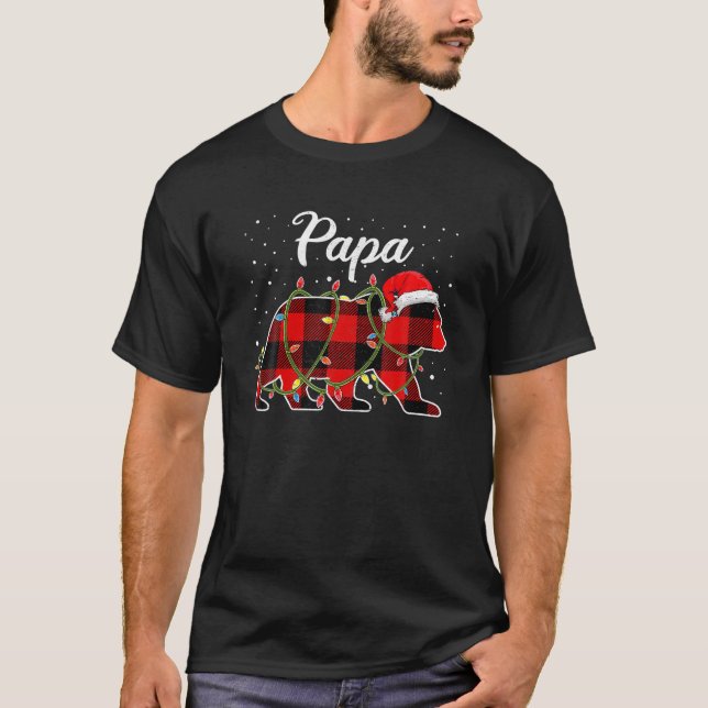 Papa Bear Red Buffalo Kariert Bonus Mama Bear Paja T-Shirt (Vorderseite)